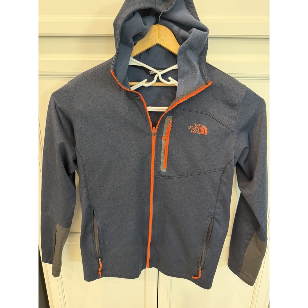 The North Face Jacket Mens Large Blue Hooded Full Zip Softshell Lined Gorpcore